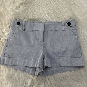 Express Blue and White Striped Women Shorts